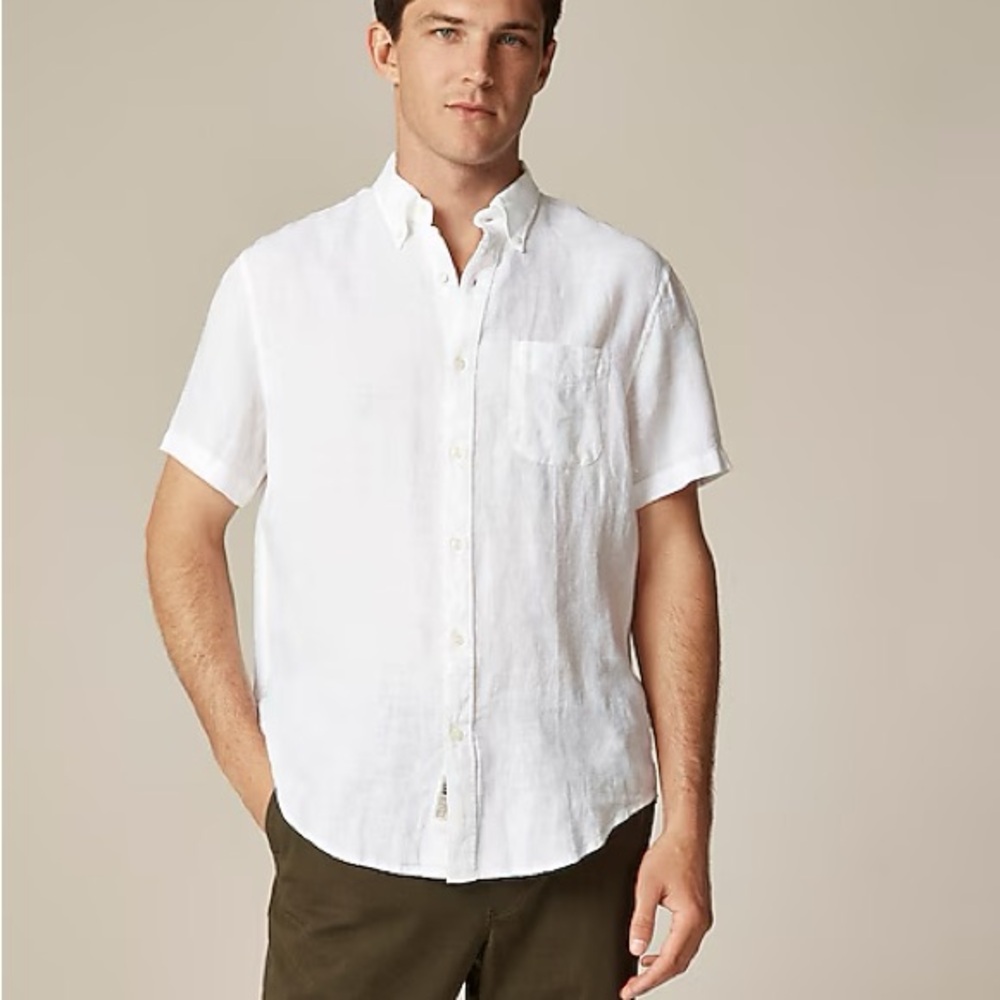 Baird McNutt J. Crew White Linen Short Sleeve Shirt - Small